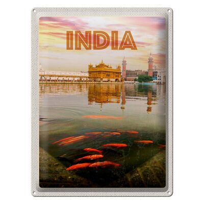 Targa in metallo da viaggio 30x40 cm India Temple Amritsar Holy Lake