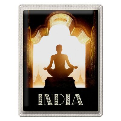 Cartel de chapa viaje 30x40cm India meditación bajo el sol