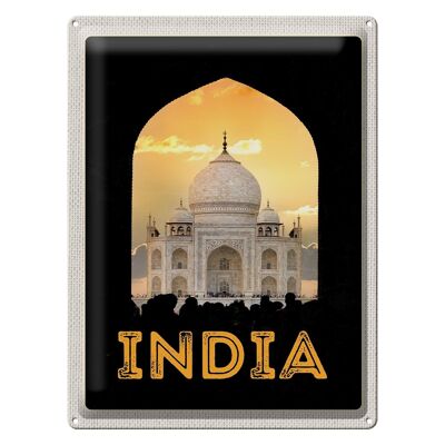 Targa in metallo da viaggio 30x40 cm India Taj Mahal Panorama Immagine