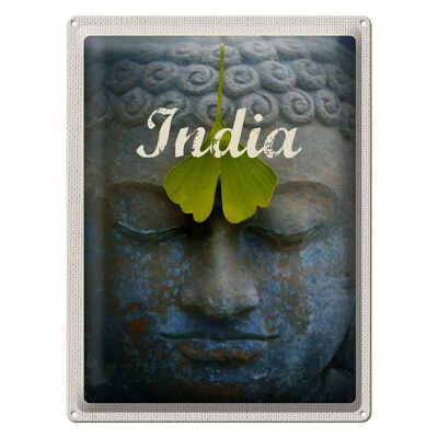 Targa in metallo da viaggio 30x40 cm India Buddha Head Leaf Painting