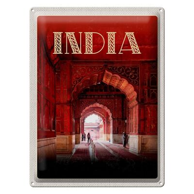 Targa in metallo da viaggio 30x40 cm Tempio India rosso all'interno