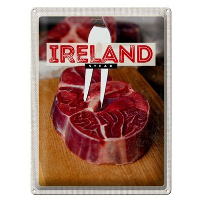 Targa in metallo da viaggio 30x40 cm Irlanda Cibo Bistecca Rossa Carne