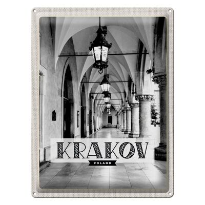 Cartel de chapa de viaje 30x40cm Cracovia Pequeña Polonia pasillo blanco negro