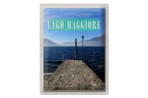 Blechschild Reise 30x40cm Lago Maggiore Insel Meer Gebirge