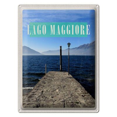 Targa in metallo da viaggio 30x40cm Lago Maggiore Isola Mare Montagne