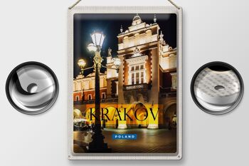 Panneau en étain voyage 30x40cm, ville de Cracovie en Pologne, lanterne de nuit 2