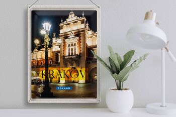 Panneau en étain voyage 30x40cm, ville de Cracovie en Pologne, lanterne de nuit 3