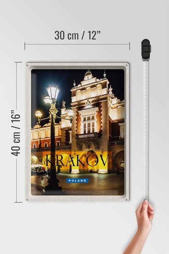 Panneau en étain voyage 30x40cm, ville de Cracovie en Pologne, lanterne de nuit 4