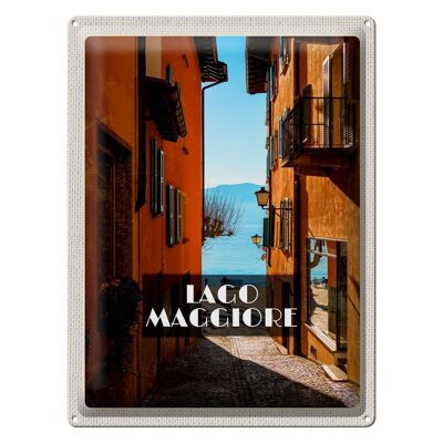 Blechschild Reise 30x40cm Lago Maggiore Straße Häuser Gemälde