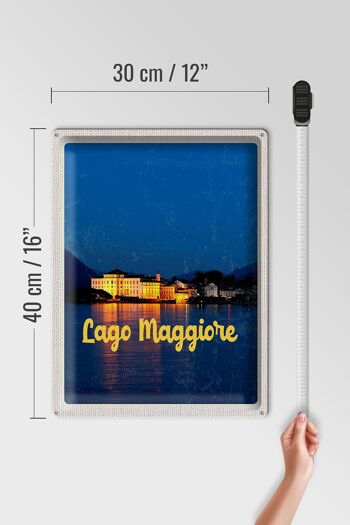 Plaque en tôle voyage 30x40cm Île du Lago Maggiore la nuit en mer 4