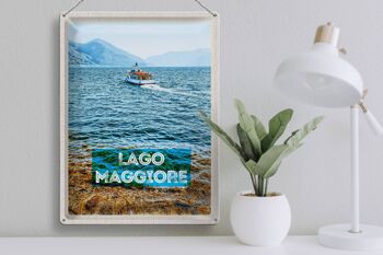 Signe en étain voyage 30x40cm, lac majeur, italie, île, bateau, mer 3