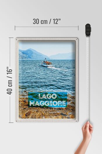 Signe en étain voyage 30x40cm, lac majeur, italie, île, bateau, mer 4