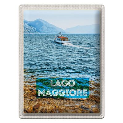 Signe en étain voyage 30x40cm, lac majeur, italie, île, bateau, mer