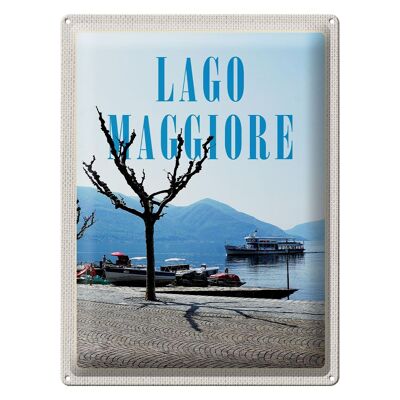 Targa in metallo da viaggio 30x40 cm Lago Maggiore Barche Nave Tour Mare