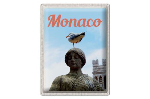 Blechschild Reise 30x40 Monaco Frankreich Europa Skulptur Vogel
