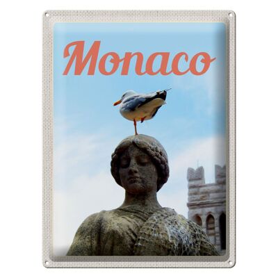 Cartel de chapa Travel 30x40 Mónaco Francia Europa Escultura Pájaro