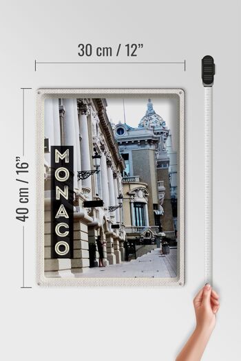 Plaque tôle voyage 30x40cm Monaco FR vieille ville façade blanche 4