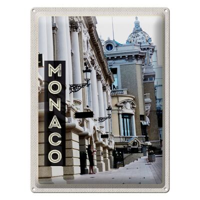 Targa in metallo da viaggio 30x40 cm Monaco FR centro storico facciata bianca