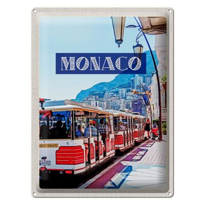 Targa in metallo da viaggio 30x40 cm Monaco Francia Tour Downtown Trip