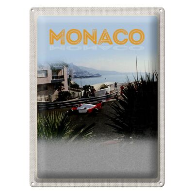 Targa in metallo da viaggio 30x40 cm Monaco Francia Car Racing Beach