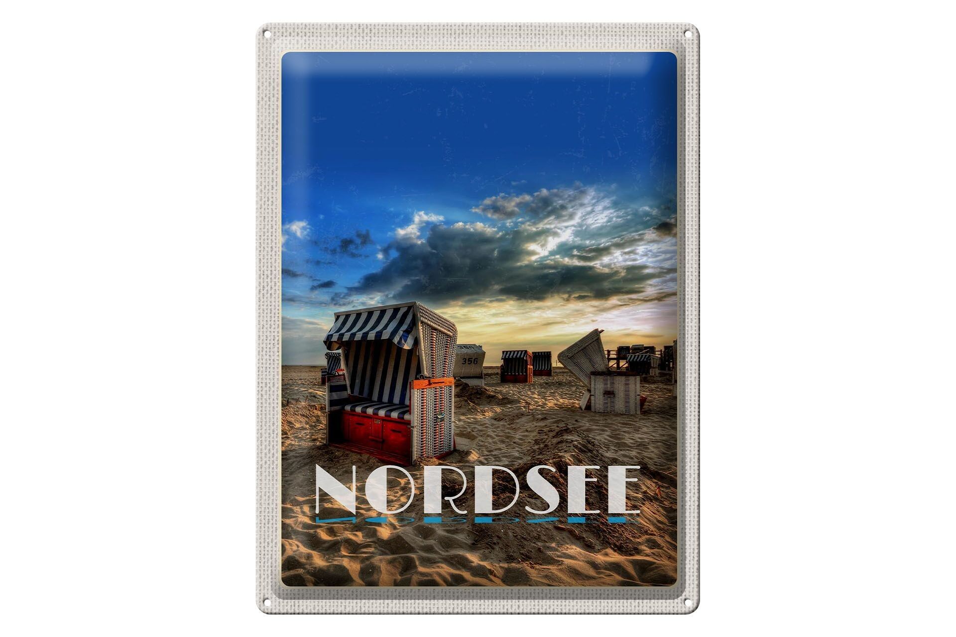 Targa in metallo da viaggio 30x40 cm Crepuscolo del Mare del Nord