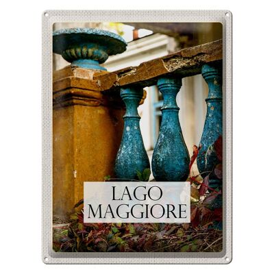 Cartel de chapa de viaje, 30x40cm, lago Maggiore, balcón, pintura, piedra