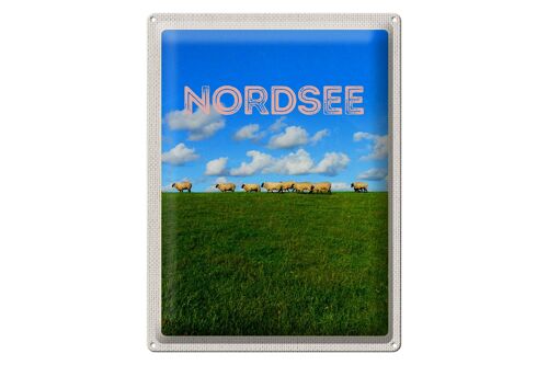 Blechschild Reise 30x40cm Nordsee Wolken Wiese Schafe Natur