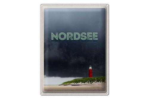 Blechschild Reise 30x40cm Nordsee Leuchtturm Gewitter