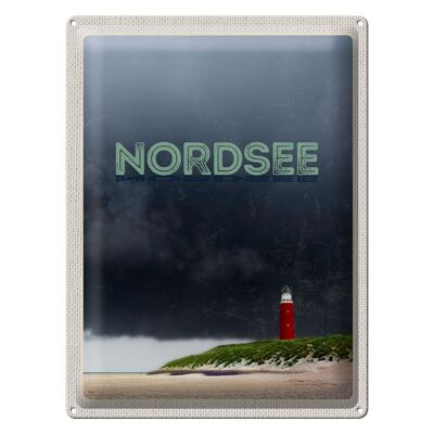 Cartel de chapa viaje 30x40cm Faro del Mar del Norte tormenta