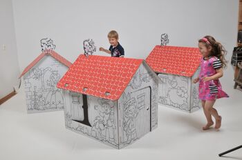 Maison de jeu en carton Princesse avec de jolis contours de filles, princesses, animaux, fleurs, blanc, grand, bricolage, pour la peinture, 3 ans et plus 6