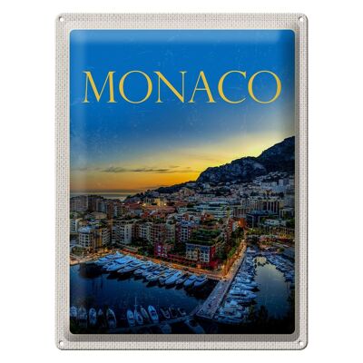 Cartel de chapa de viaje, 30x40cm, Mónaco, Francia, yate de lujo