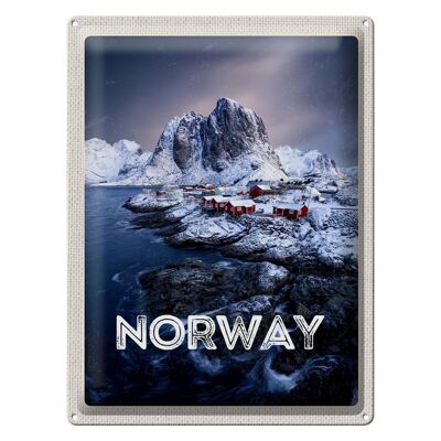 Targa in metallo da viaggio 30x40 cm Norvegia Inverno Gelo Mare freddo