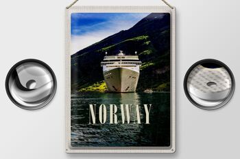 Panneau en étain voyage 30x40cm, Norvège, Yacht, montagnes, mer, Nature 2