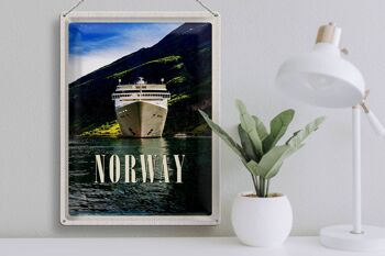 Panneau en étain voyage 30x40cm, Norvège, Yacht, montagnes, mer, Nature 3