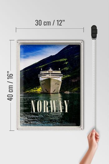 Panneau en étain voyage 30x40cm, Norvège, Yacht, montagnes, mer, Nature 4