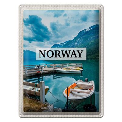 Blechschild Reise 30x40cm Norwegen Boot Insel Urlaub Trip