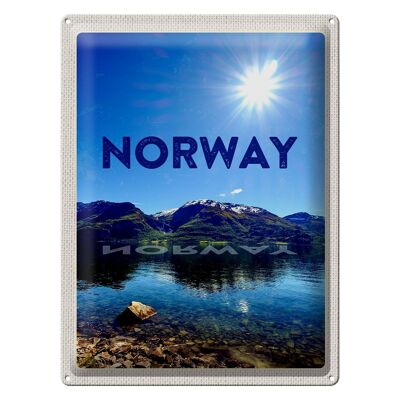 Cartel de chapa de viaje, 30x40cm, Noruega, mar, playa, Europa, montañas