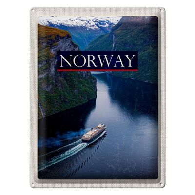 Cartel de chapa de viaje, 30x40cm, Noruega, crucero, viajes, mar y montañas