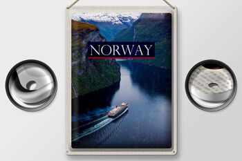 Signe en étain voyage 30x40cm, croisière en norvège, voyage dans les montagnes de la mer 2