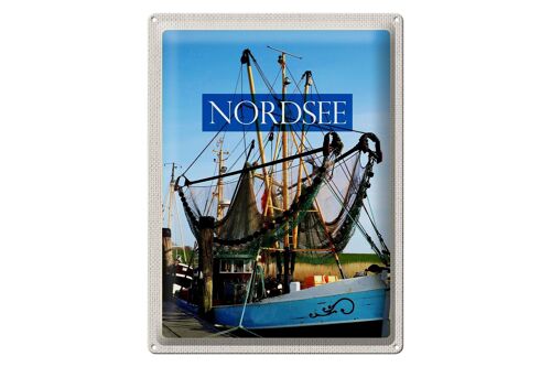 Blechschild Reise 30x40cm Nordsee Fischerboot Fischernetz Meer