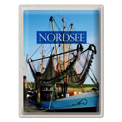 Blechschild Reise 30x40cm Nordsee Fischerboot Fischernetz Meer