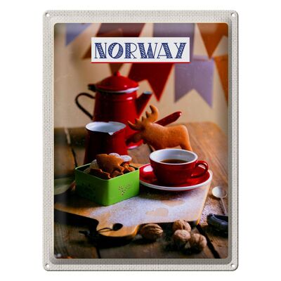 Tin sign travel 30x40cm Norway winter Christmas deer