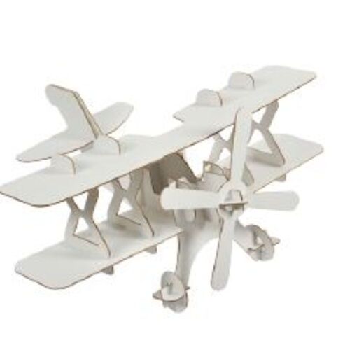 Airplane model kit, cardboard toy for construction and painting, DIY, 3D, white, 6+ years