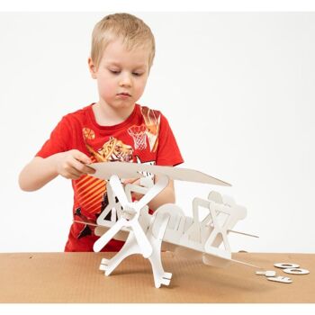 Maquette d'avion, jouet en carton pour la construction et la peinture, DIY, 3D, blanc, 6+ ans 2