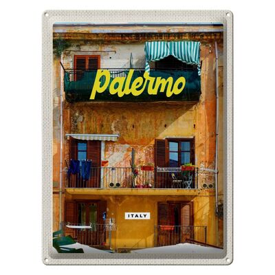 Cartel de chapa viaje 30x40cm Palermo Italia edificio lugar de vacaciones