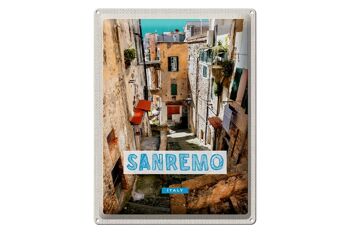 Signe en étain voyage 30x40cm, Sanremo, italie, bâtiment de la vieille ville 1