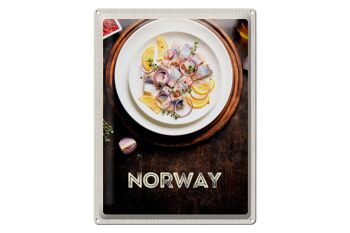 Plaque de voyage en étain 30x40cm, plats de poisson norvégiens, citron et oignon 1
