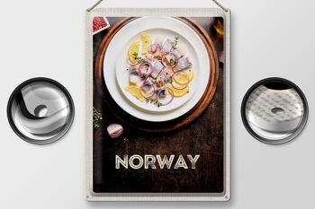 Plaque de voyage en étain 30x40cm, plats de poisson norvégiens, citron et oignon 2