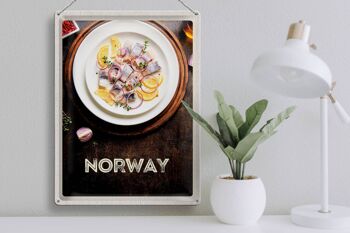 Plaque de voyage en étain 30x40cm, plats de poisson norvégiens, citron et oignon 3