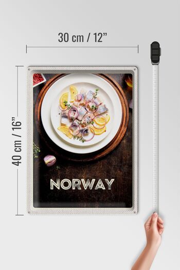 Plaque de voyage en étain 30x40cm, plats de poisson norvégiens, citron et oignon 4